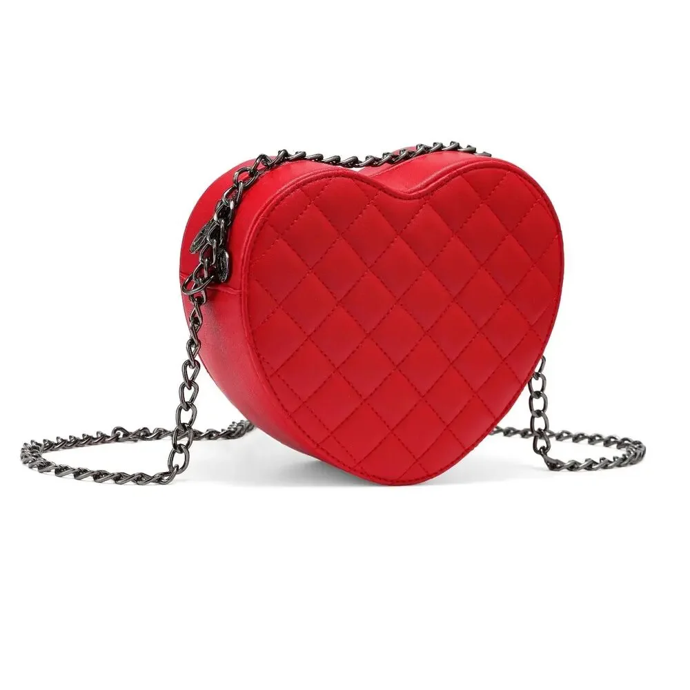Valentino Orlandi Heart Crossbody MSRP $139 NWT Red Quilted Vegan Leather